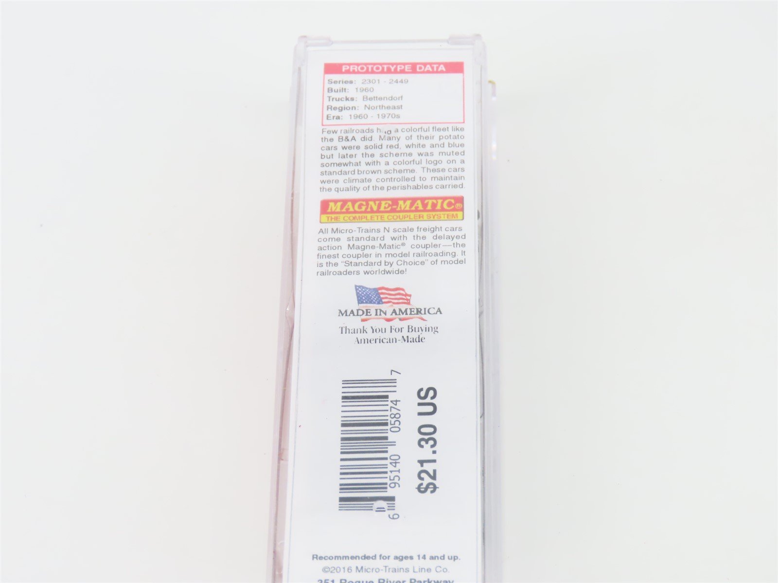 N Micro-Trains MTL 02100580 BAR Bangor & Aroostook 40' Plug Door Boxcar #2375