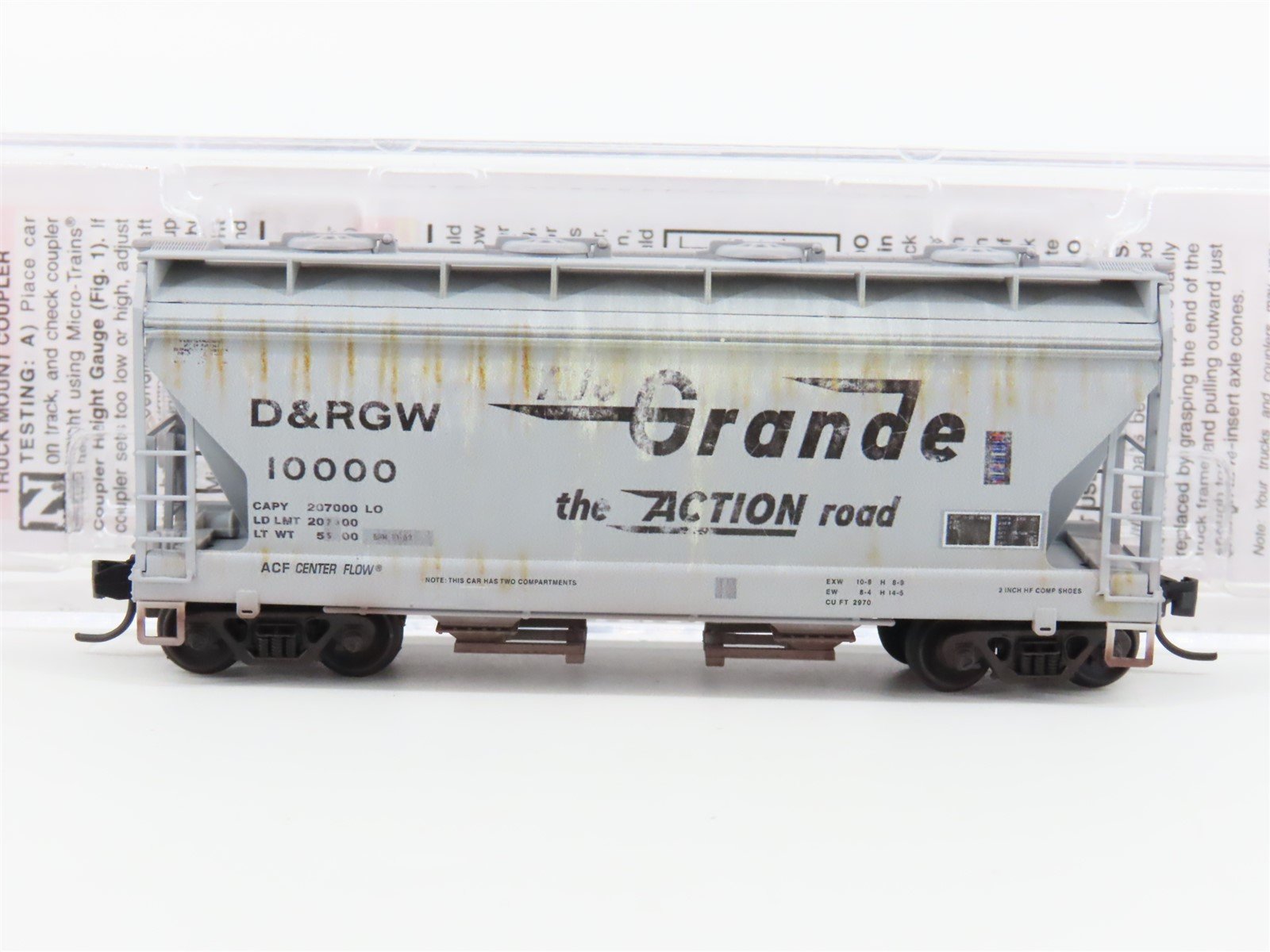 N Scale Micro-Trains MTL 09251020 D&RGW Rio Grande 2-Bay Hopper #10000 Weathered