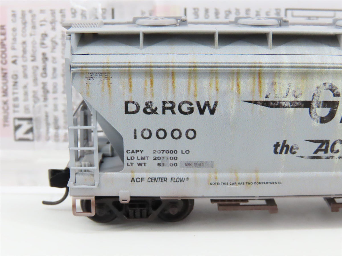 N Scale Micro-Trains MTL 09251020 D&amp;RGW Rio Grande 2-Bay Hopper #10000 Weathered