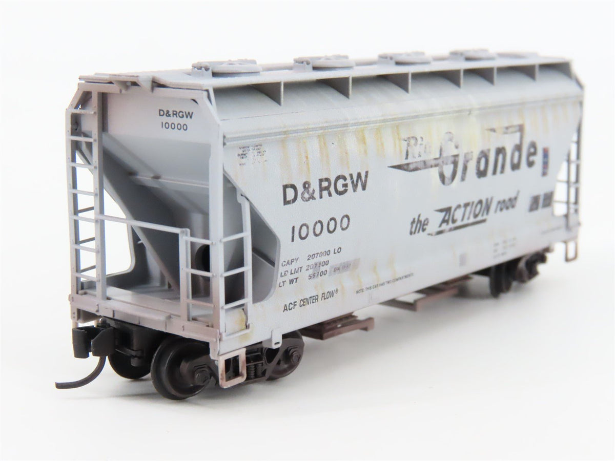 N Scale Micro-Trains MTL 09251020 D&amp;RGW Rio Grande 2-Bay Hopper #10000 Weathered