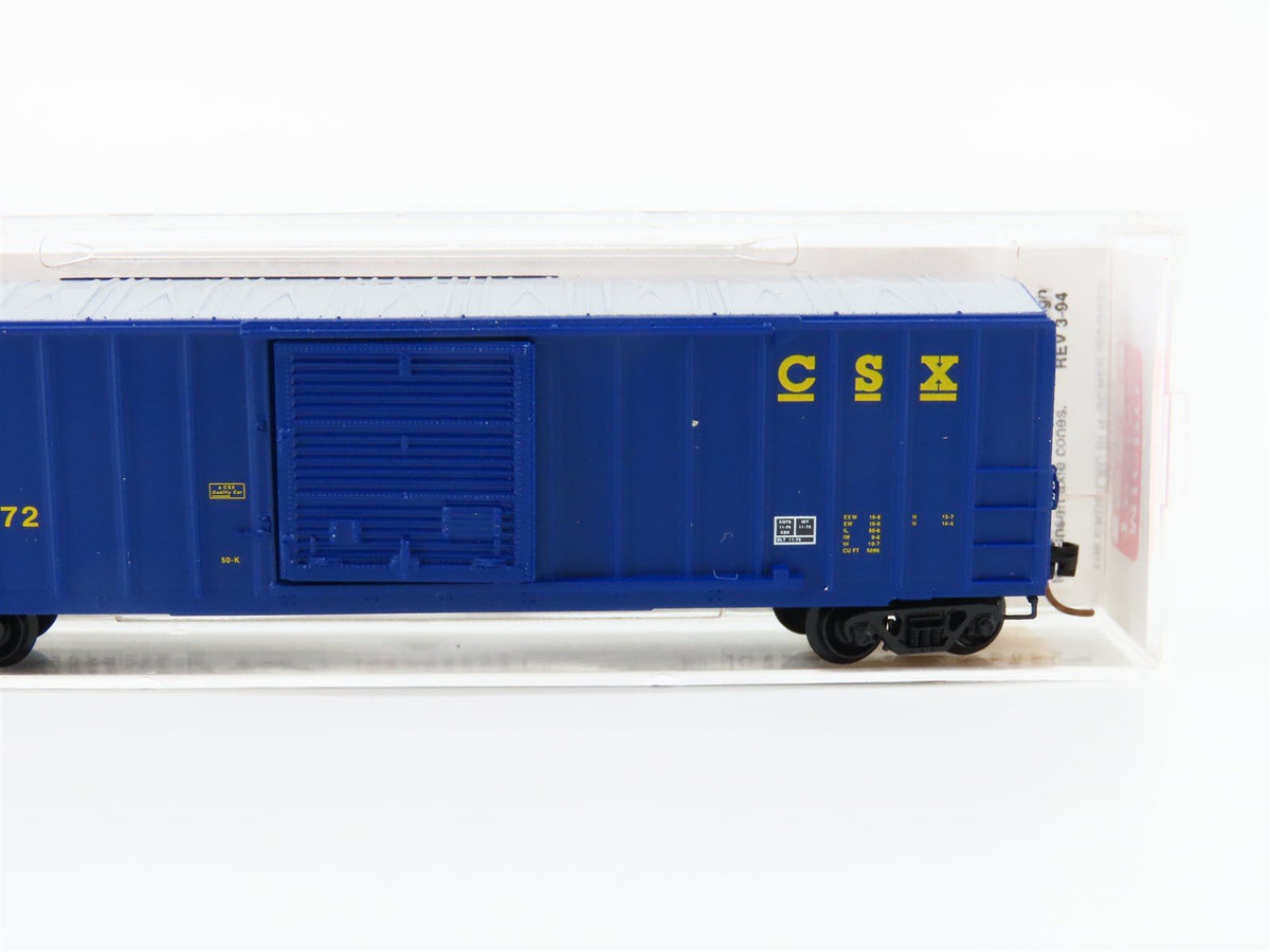 N Scale Micro-Trains MTL 25550/2 CSX 50&#39; Single Door Rib Side Box Car #141072