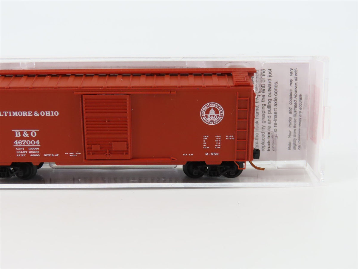 N Micro-Trains MTL 02000826 B&amp;O Baltimore &amp; Ohio 40&#39; Boxcar W/Crate Load #467004