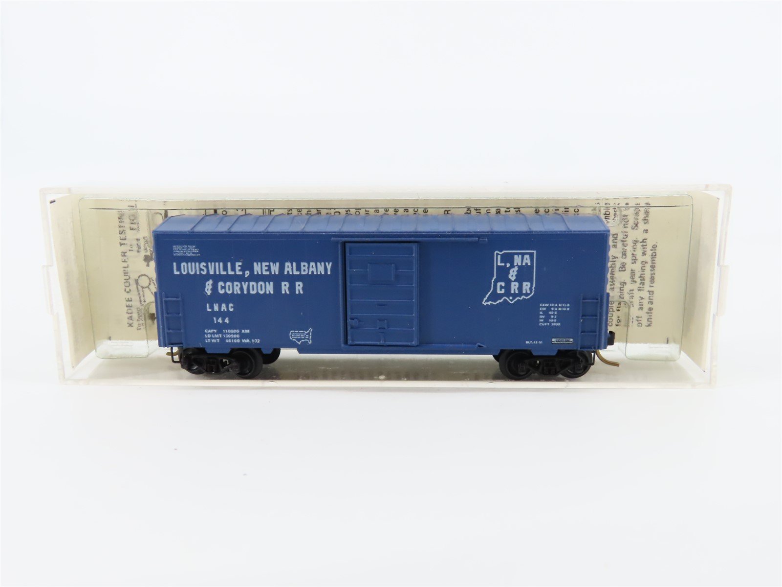 N Kadee Micro-Trains MTL 24080 LNAC Louisville, New Albany & Corydon Boxcar #144