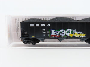 N Micro-Trains MTL 10844190 NS Norfolk Southern 3 Bay Hopper #14655 w/ Graffiti