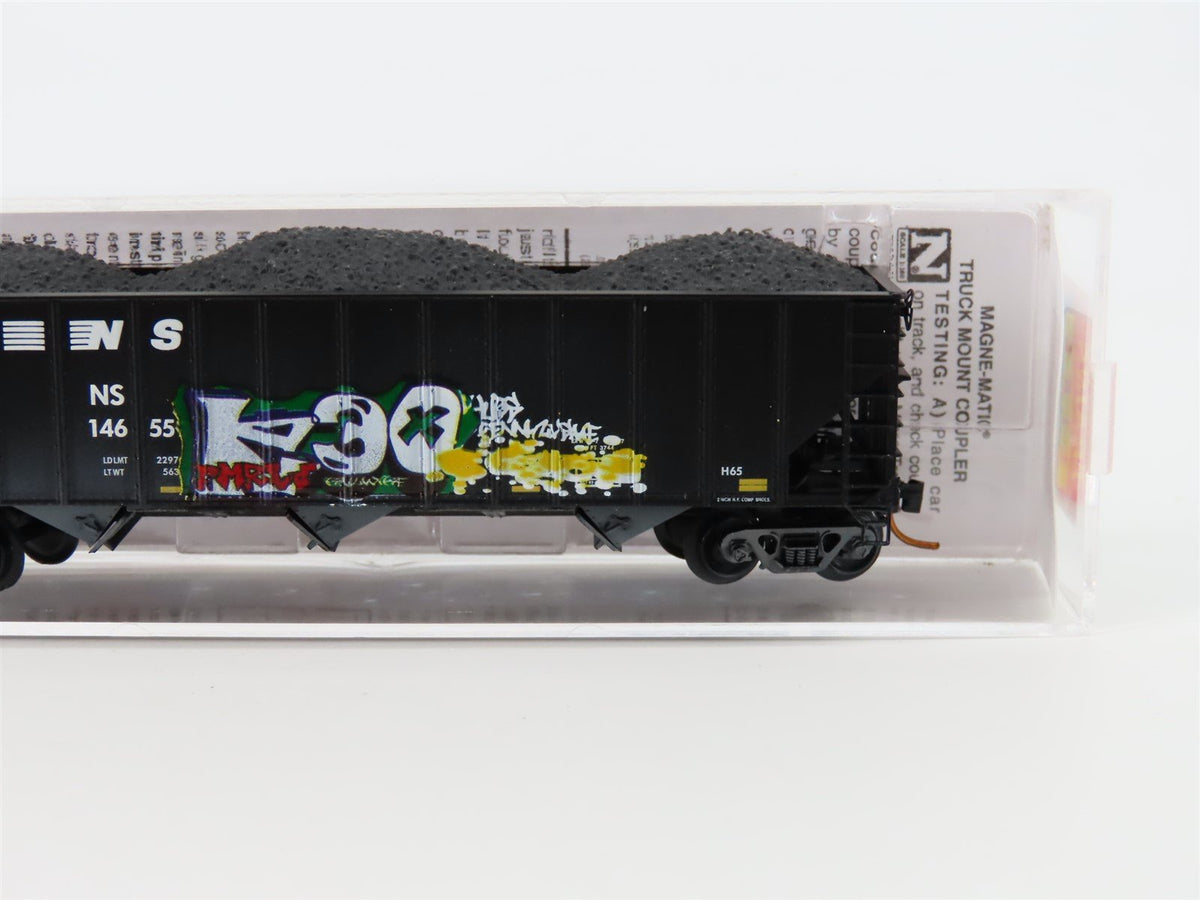 N Micro-Trains MTL 10844190 NS Norfolk Southern 3 Bay Hopper #14655 w/ Graffiti