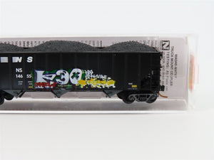 N Micro-Trains MTL 10844190 NS Norfolk Southern 3 Bay Hopper #14655 w/ Graffiti