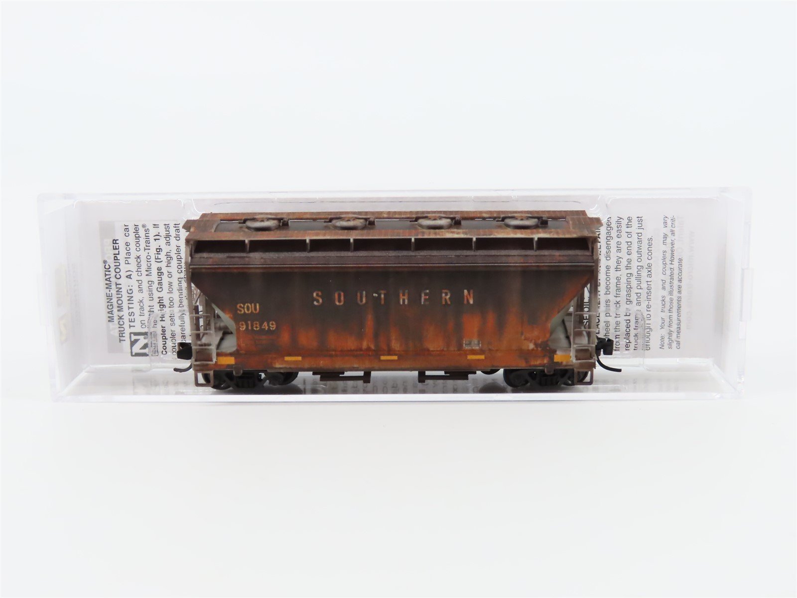 N Micro-Trains MTL 09246530 SOU Southern 2 Bay Covered Hopper #91849 Weathered
