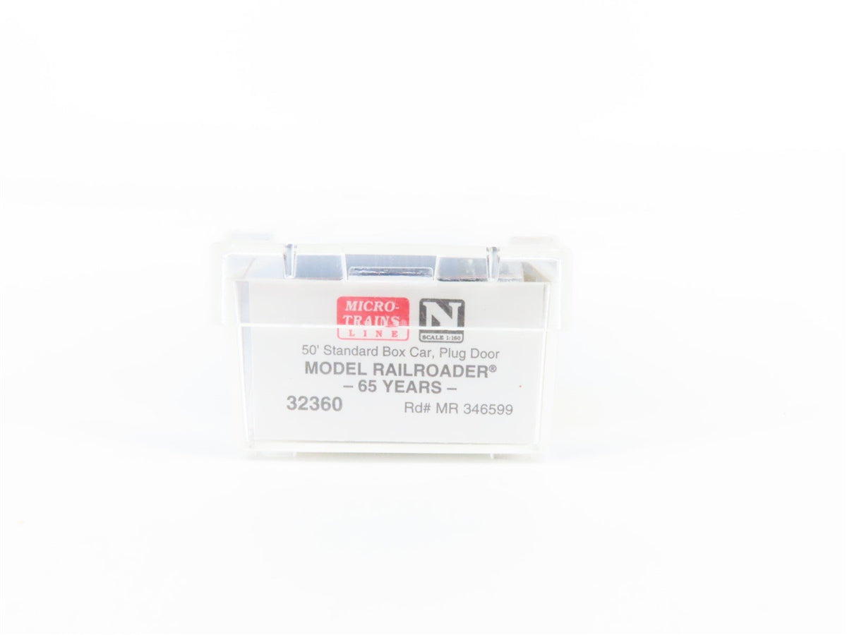 N Micro-Trains MTL 32360 MR Model Railroader 65 Yrs 50&#39; Plug Door Boxcar #346599
