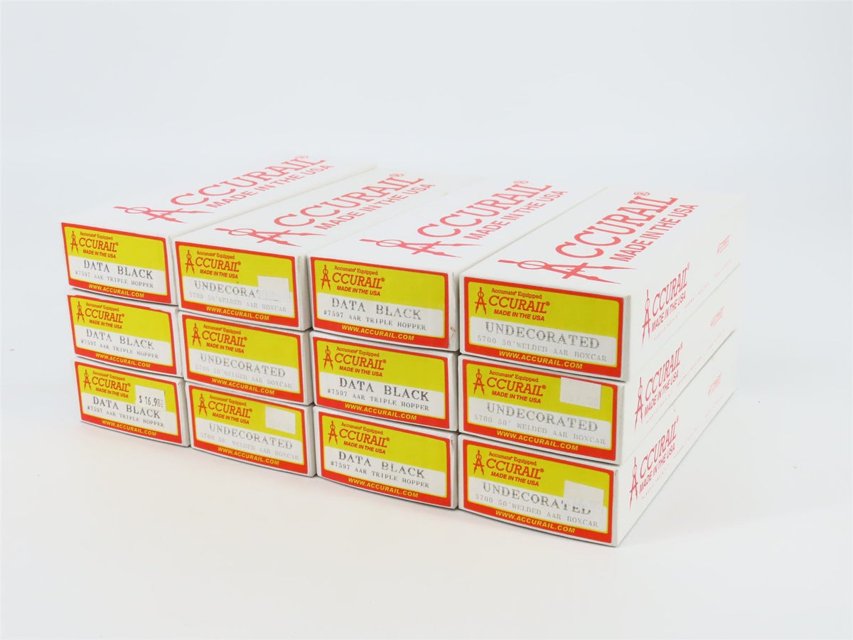 HO Scale Accurail 5700 / 7597 50&#39; Box Car &amp; 3-Bay Hopper 12-Pack