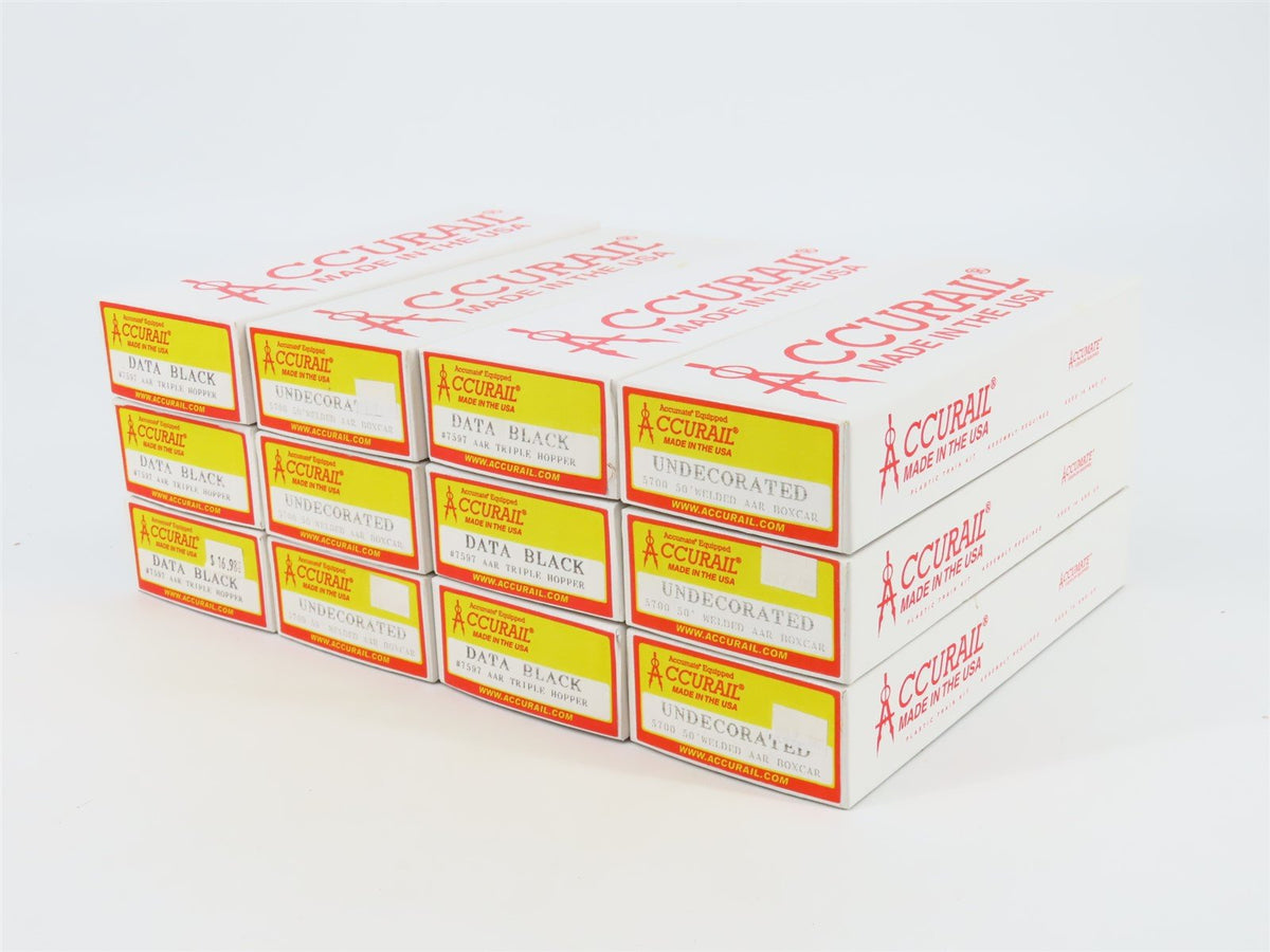 HO Scale Accurail 5700 / 7597 50&#39; Box Car &amp; 3-Bay Hopper 12-Pack