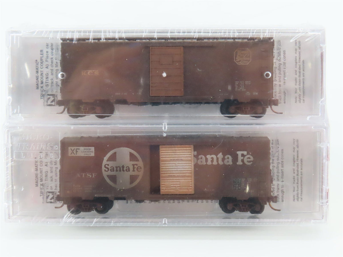 N Scale Micro-Trains MTL 02044966 KCS / ATSF 40&#39; Box Car - Weathered Set of 2