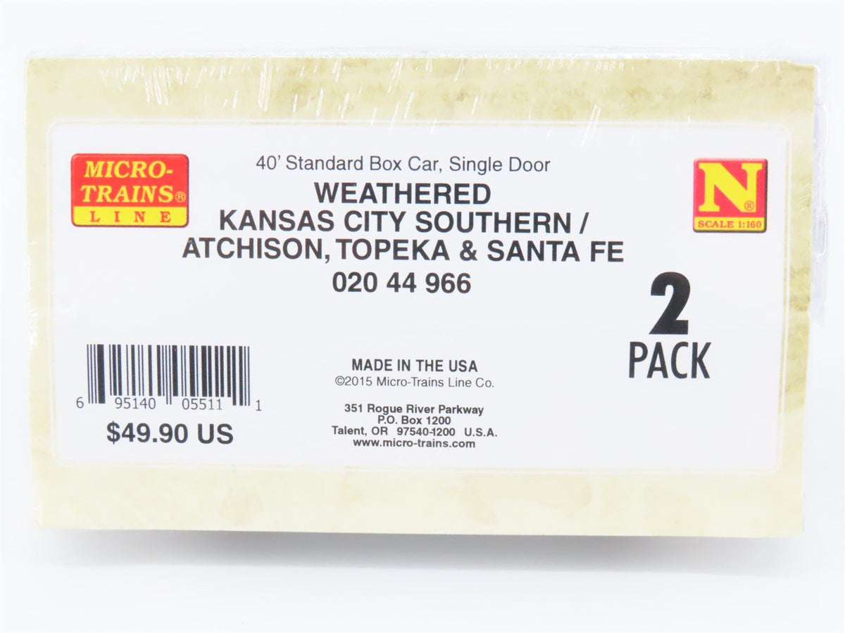 N Scale Micro-Trains MTL 02044966 KCS / ATSF 40&#39; Box Car - Weathered Set of 2