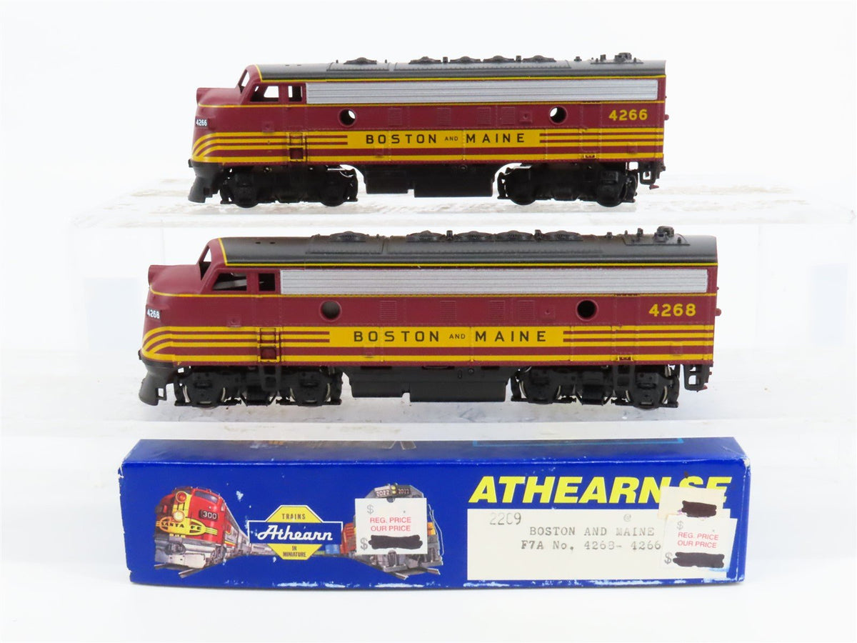 HO Scale Athearn 2209 B&amp;M Boston &amp; Maine F7 A/A Diesel Locomotive Set