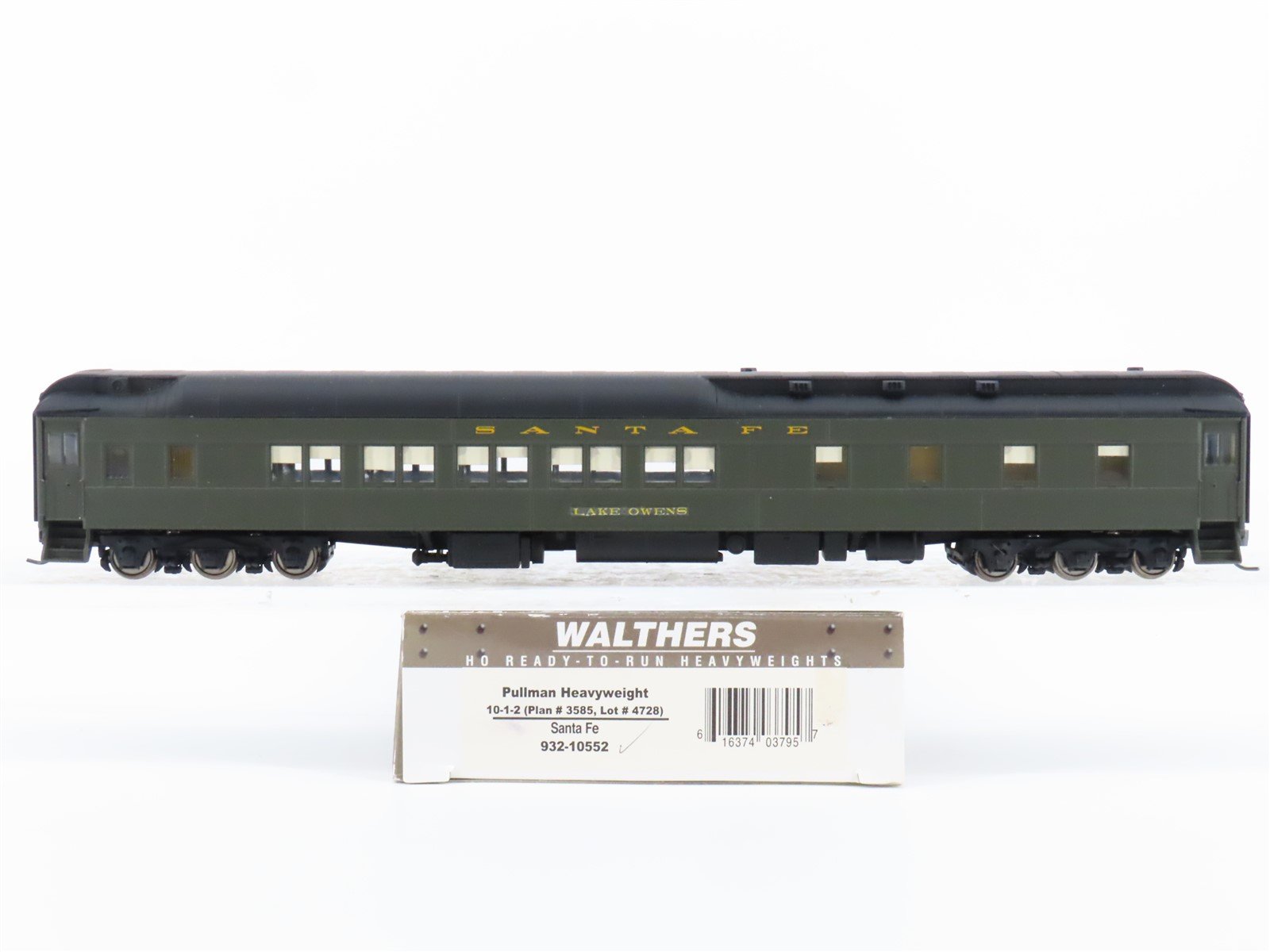 HO Walthers 932-10552 ATSF Santa Fe Heavyweight Pullman Passenger "Lake Owens"