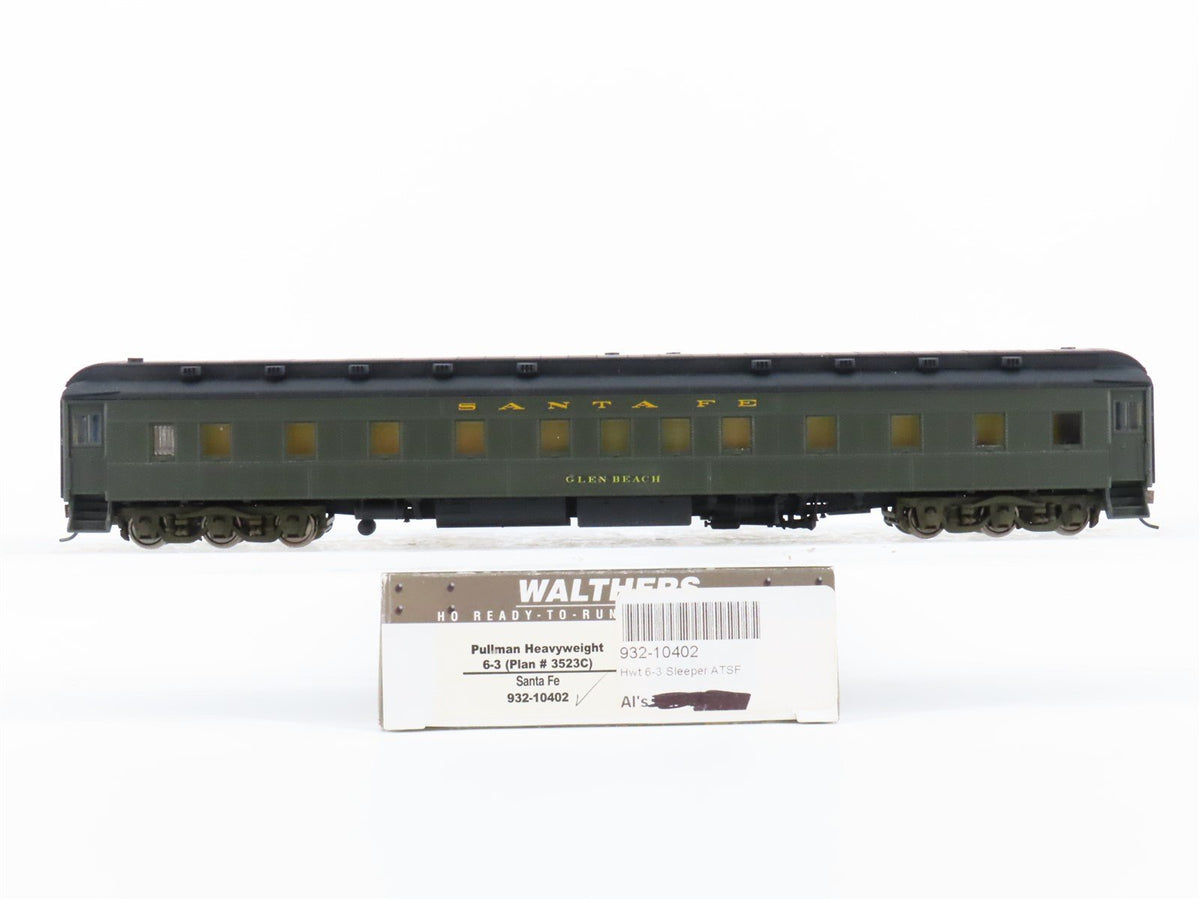 HO Walthers 932-10402 ATSF Santa Fe Heavyweight Pullman Passenger &quot;Glen Beach&quot;