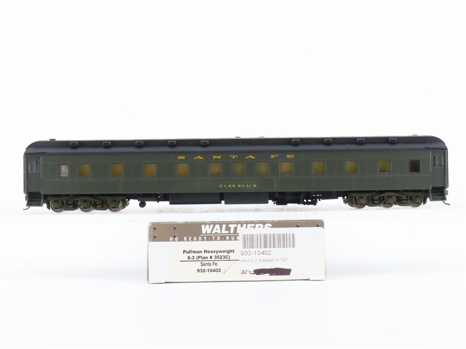 HO Walthers 932-10402 ATSF Santa Fe Heavyweight Pullman Passenger "Glen Beach"