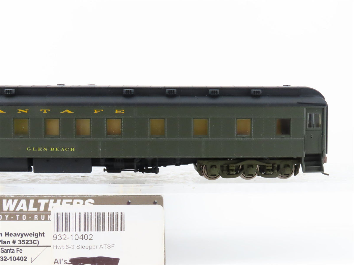 HO Walthers 932-10402 ATSF Santa Fe Heavyweight Pullman Passenger &quot;Glen Beach&quot;