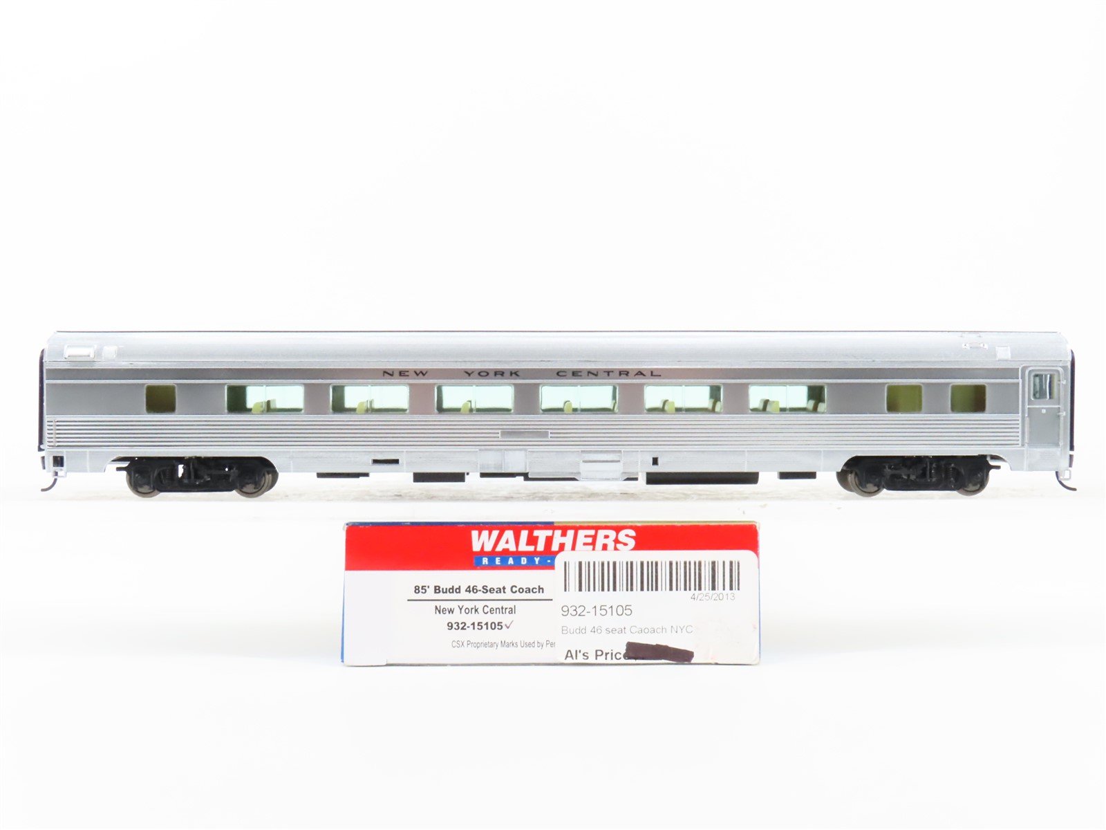 HO Scale Walthers 932-15105 NYC New York Central 85' Coach Passenger Car