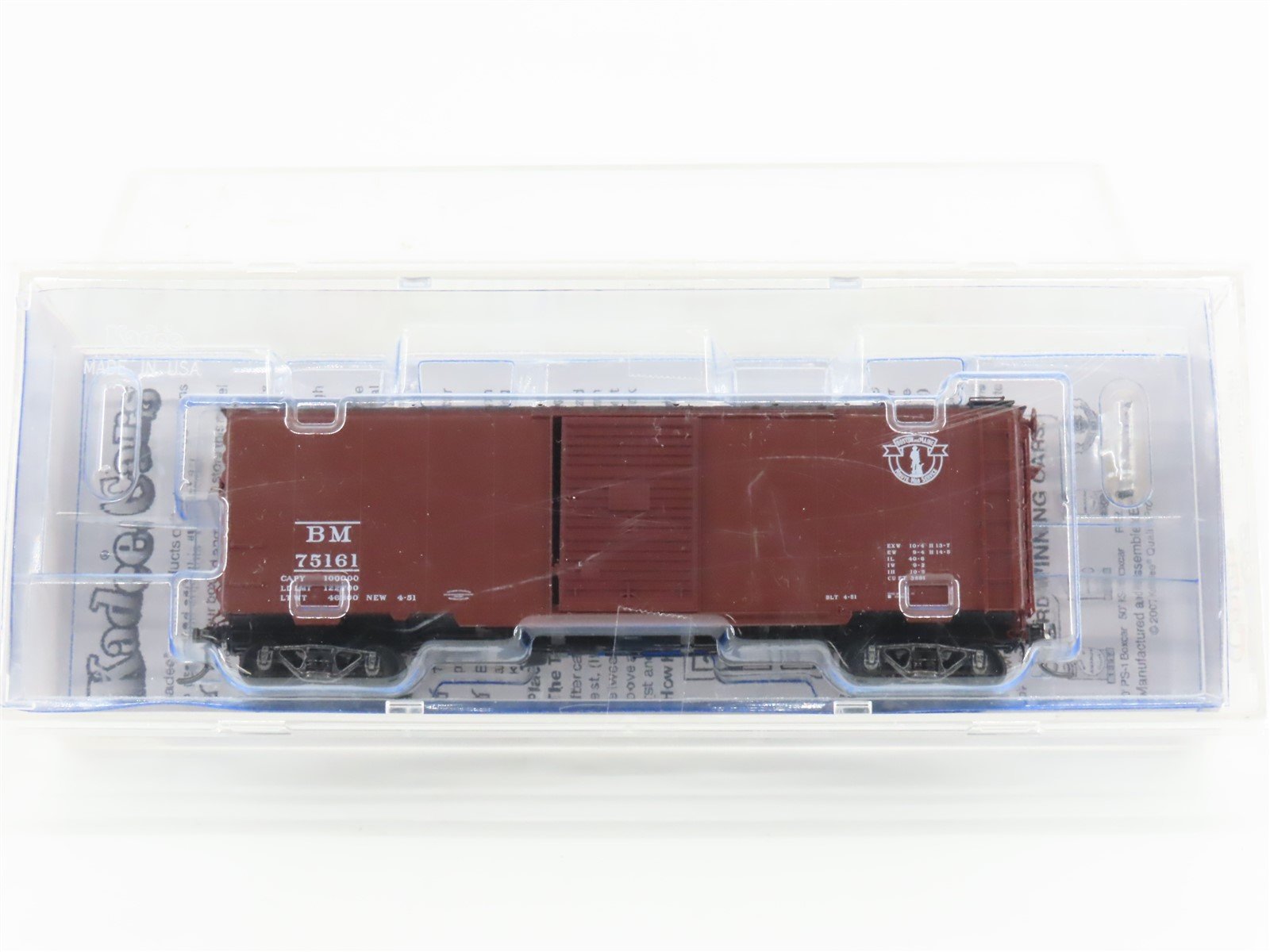 HO Scale Kadee Cars #4816 BM Boston & Maine "Minute Man" 40' Box Car #75161