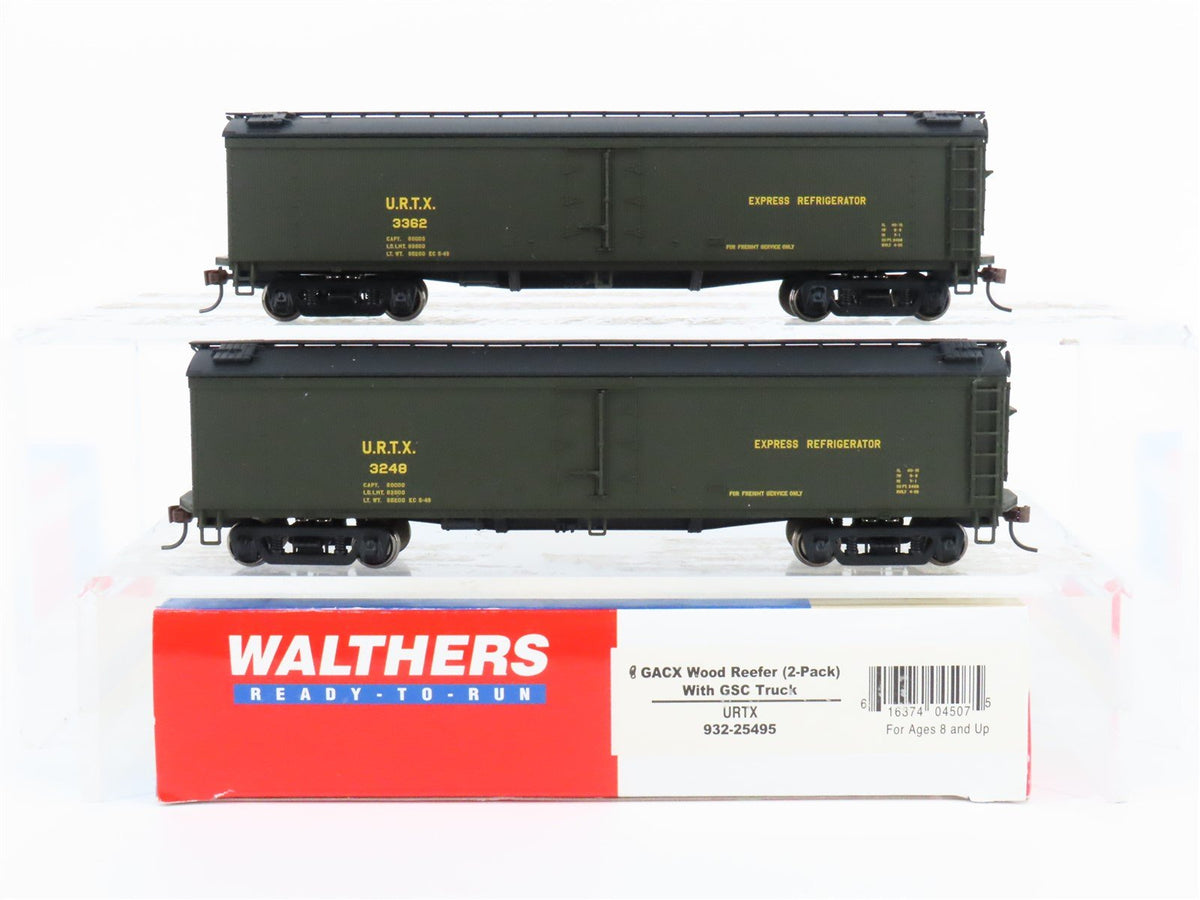 HO Walthers 932-25495 URTX Express Refrigerator GACX 50&#39; Wood Reefers 2-Pack