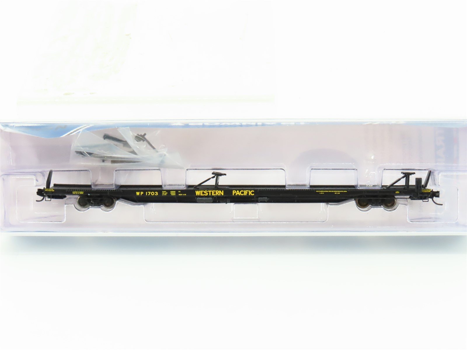 N Scale Trainworx 28521-01 WP Western Pacific 85' Flatcar #1703