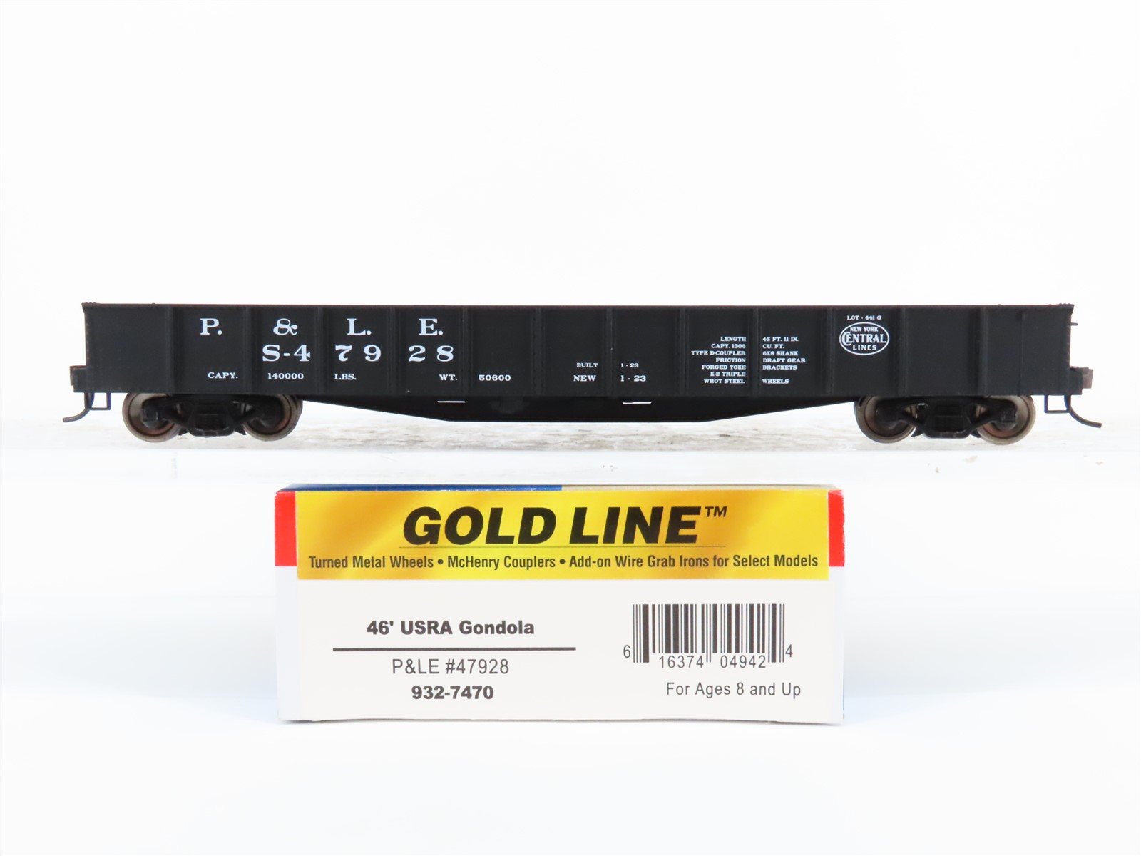 HO Walthers Gold 932-7470 P&LE Pittsburgh & Lake Erie 46' USRA Gondola #47928