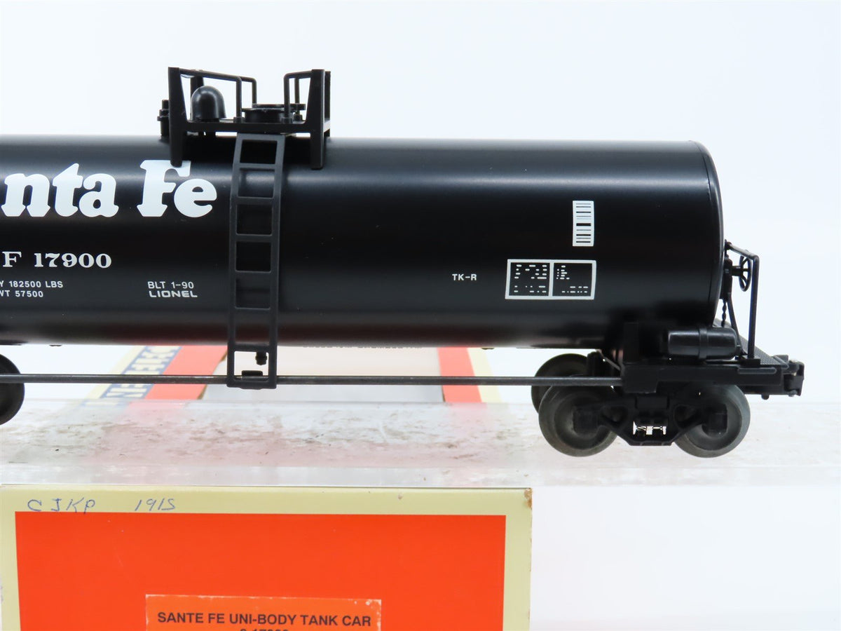 O Gauge 3-Rail Lionel 6-17900 ATSF Santa Fe Uni-Body Tank Car #17900