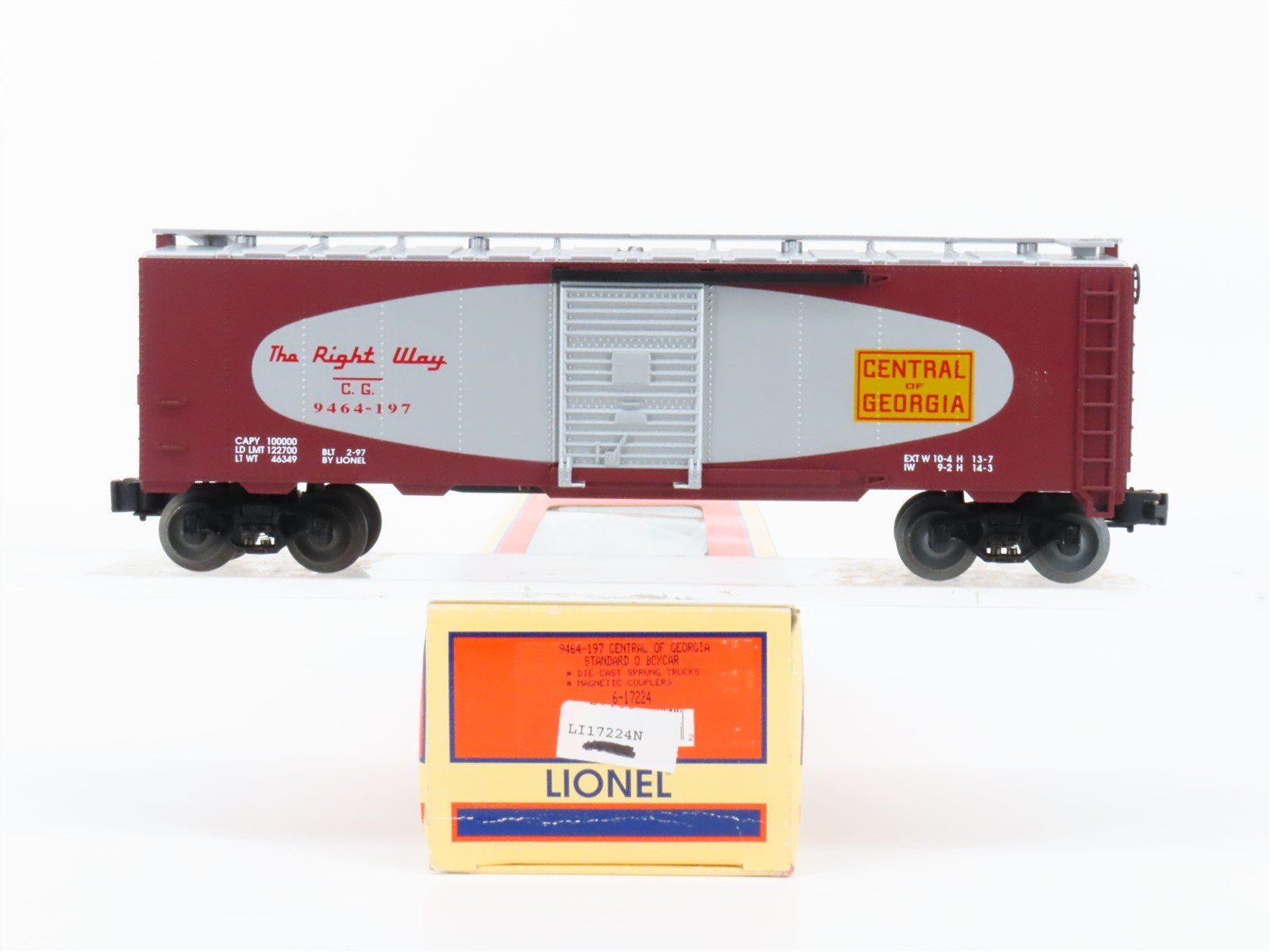 O Gauge 3-Rail Lionel 6-17224 CG Central of Georgia Single Door Box Car 9454-197