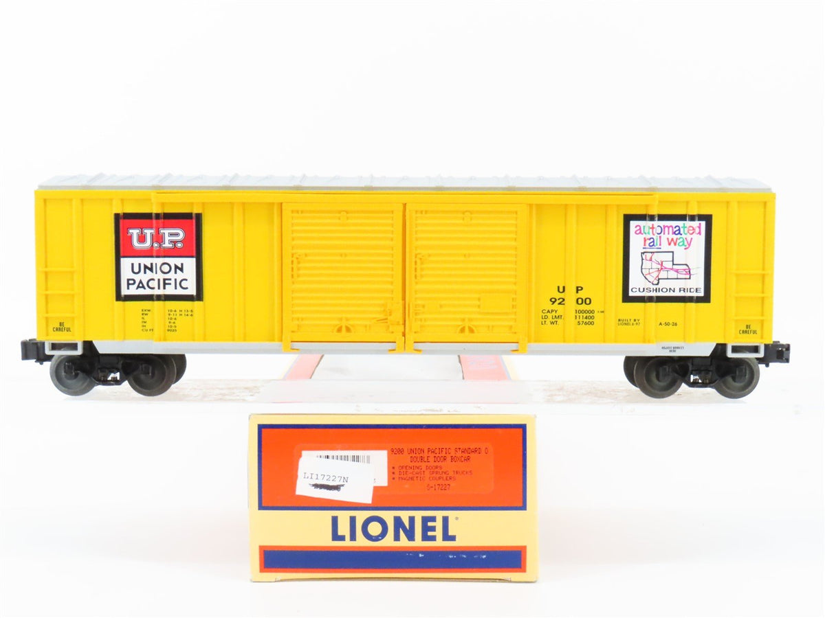 O Gauge 3-Rail Lionel 6-17227 UP Union Pacific Double Door Box Car #9200