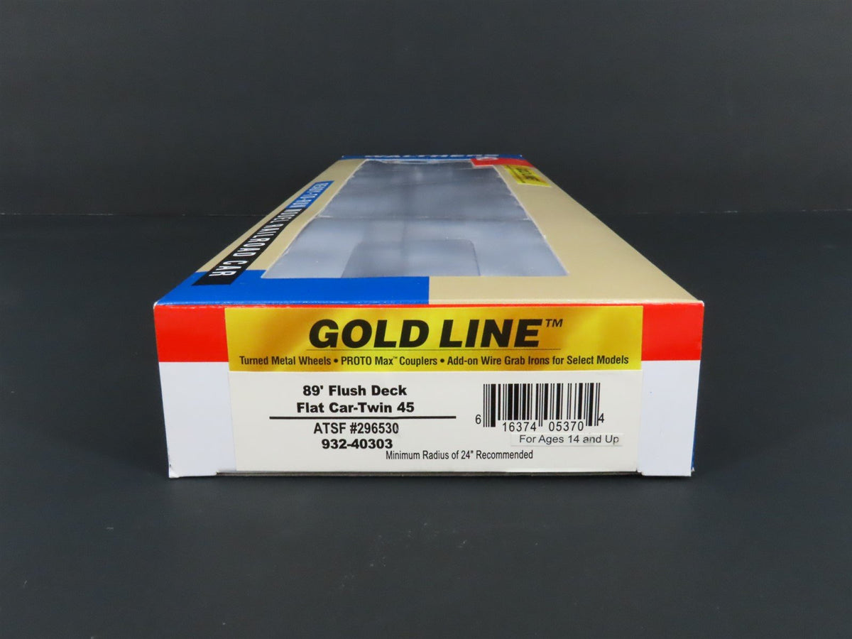 HO Walthers Gold Line #932-40303 ATSF Santa Fe 89&#39; Flush Deck Flat Car #296530