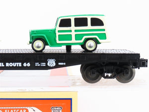 O Gauge 3-Rail Lionel 6-36000 Route 66 Flat Car #9823-2 w/ 2 Sedans