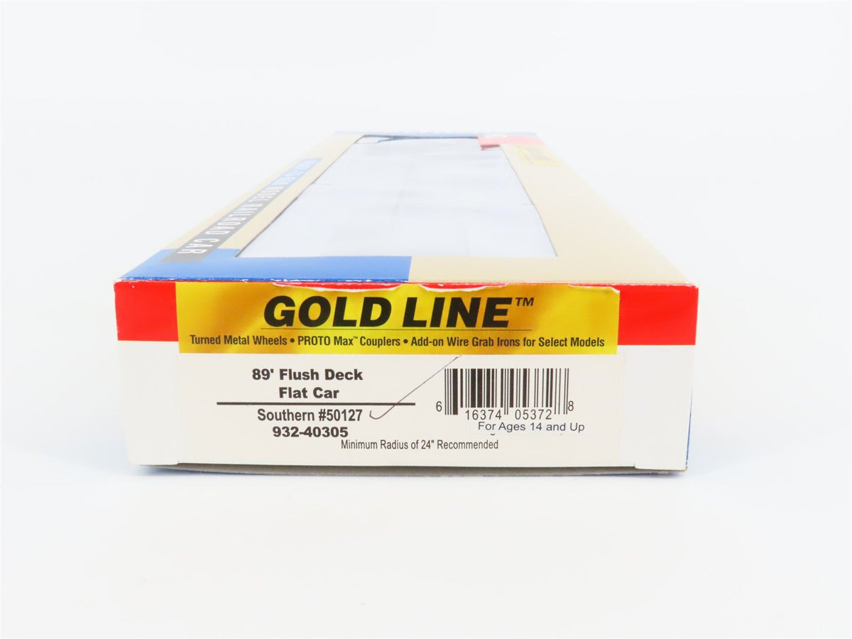 HO Walthers Gold Line #932-40305 SOU Southern 89&#39; Flush Deck Flat Car #50127