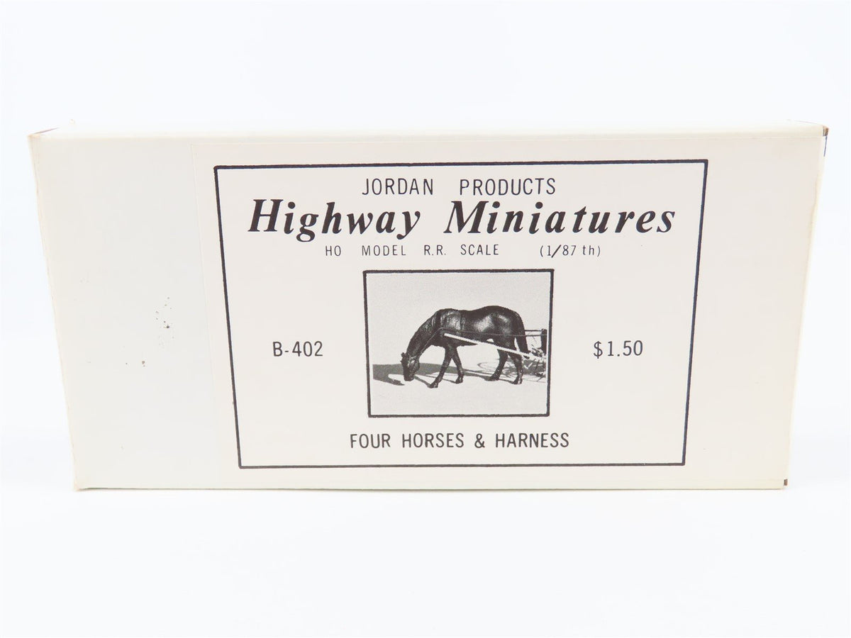 HO 1/87 Scale Jordan Highway Miniatures Kit #B-402 Four Horses &amp; Harness