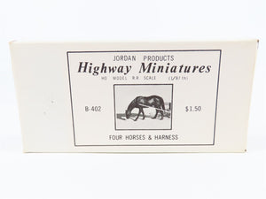 HO 1/87 Scale Jordan Highway Miniatures Kit #B-402 Four Horses & Harness