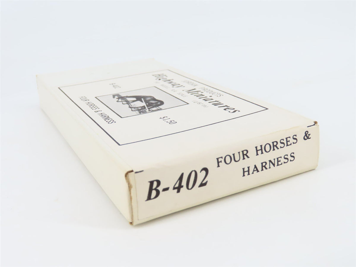 HO 1/87 Scale Jordan Highway Miniatures Kit #B-402 Four Horses &amp; Harness