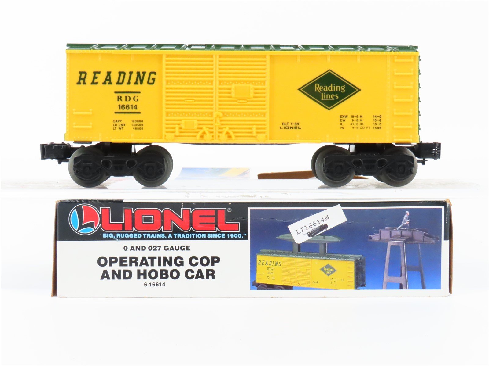 O Gauge 3-Rail Lionel 6-16614 RDG Reading Operating Cop & Hobo Car #16614