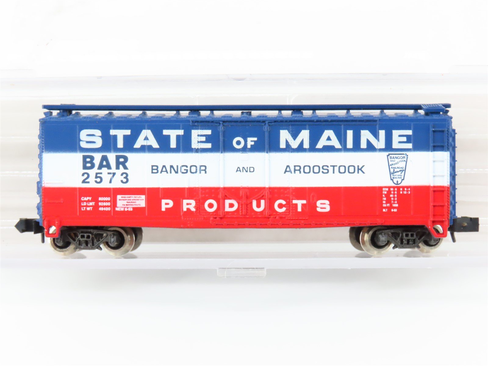 N Atlas 3329 BAR Bangor & Aroostook "State of Maine" 40' Plug Door Box Car #2573