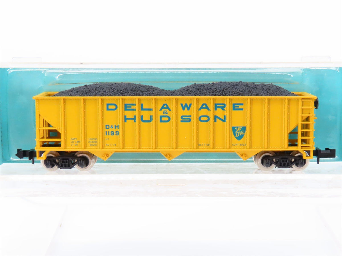 N Scale Atlas 3271 D&amp;H Delaware &amp; Hudson 90-Ton 3-Bay Open Hopper #1199 w/ Load