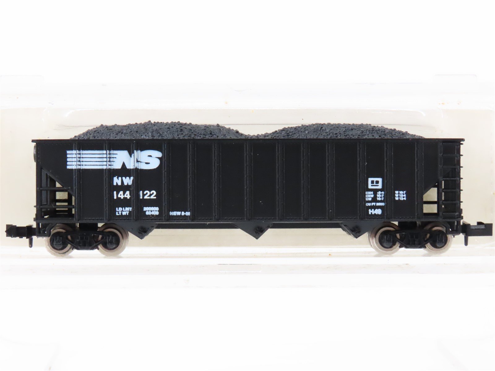 N Scale Atlas 3284 NS Norfolk Southern 90-Ton 3-Bay Open Hopper #144122 w/ Load