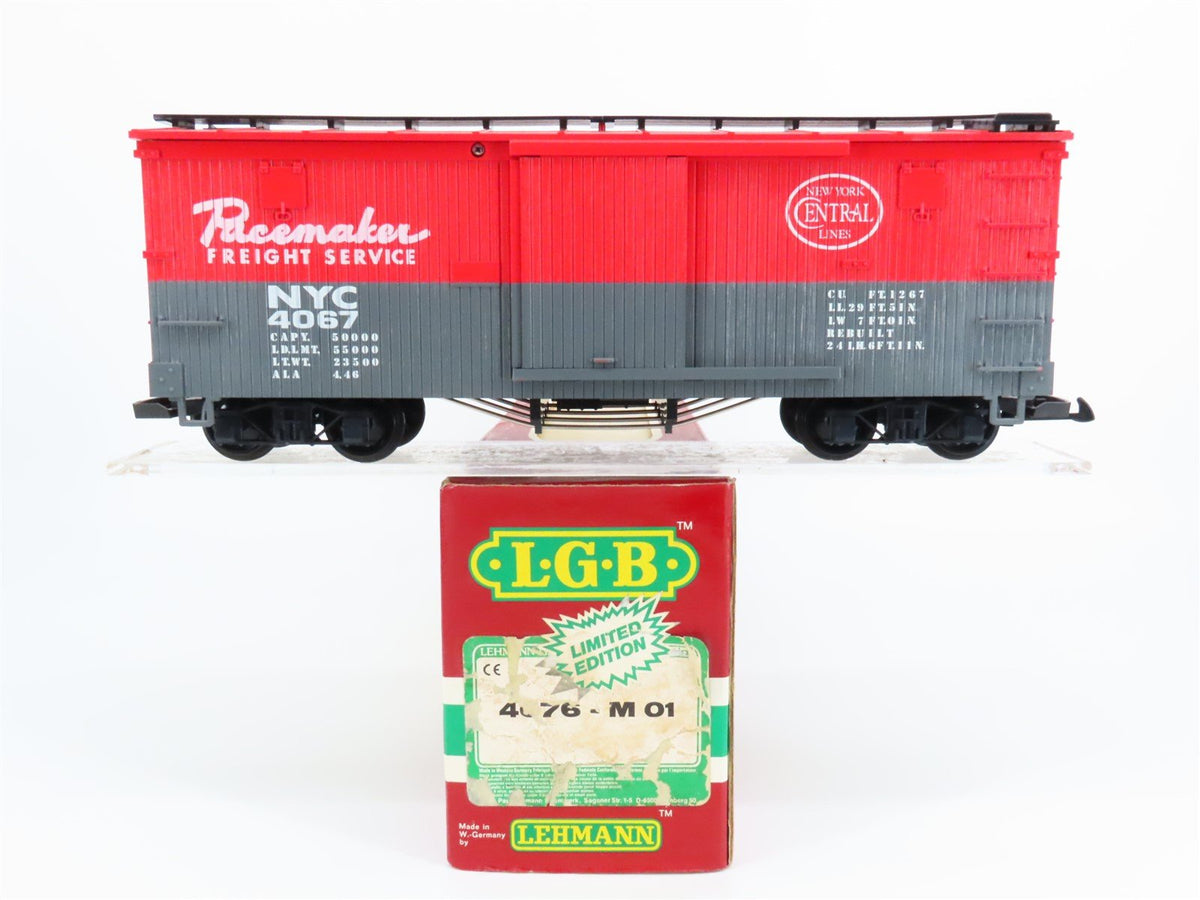 G Scale LGB 4076-M01 NYC New York Central &quot;Pacemaker&quot; Woodside 40&#39; Boxcar #4067