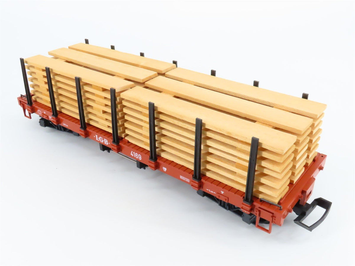 G Scale LGB 4169 LGB Stake Flatcar #4169 w/Lumber Loads