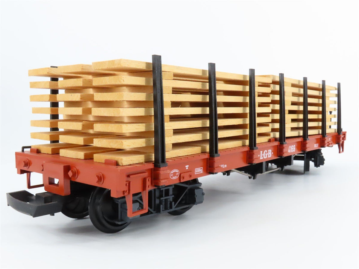 G Scale LGB 4169 LGB Stake Flatcar #4169 w/Lumber Loads