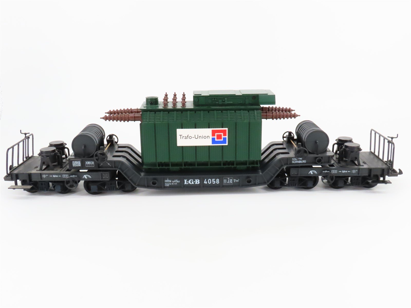 G Scale LGB 4058 LGB Depressed Center Flatcar #4068 w/ Trafo-Union Load