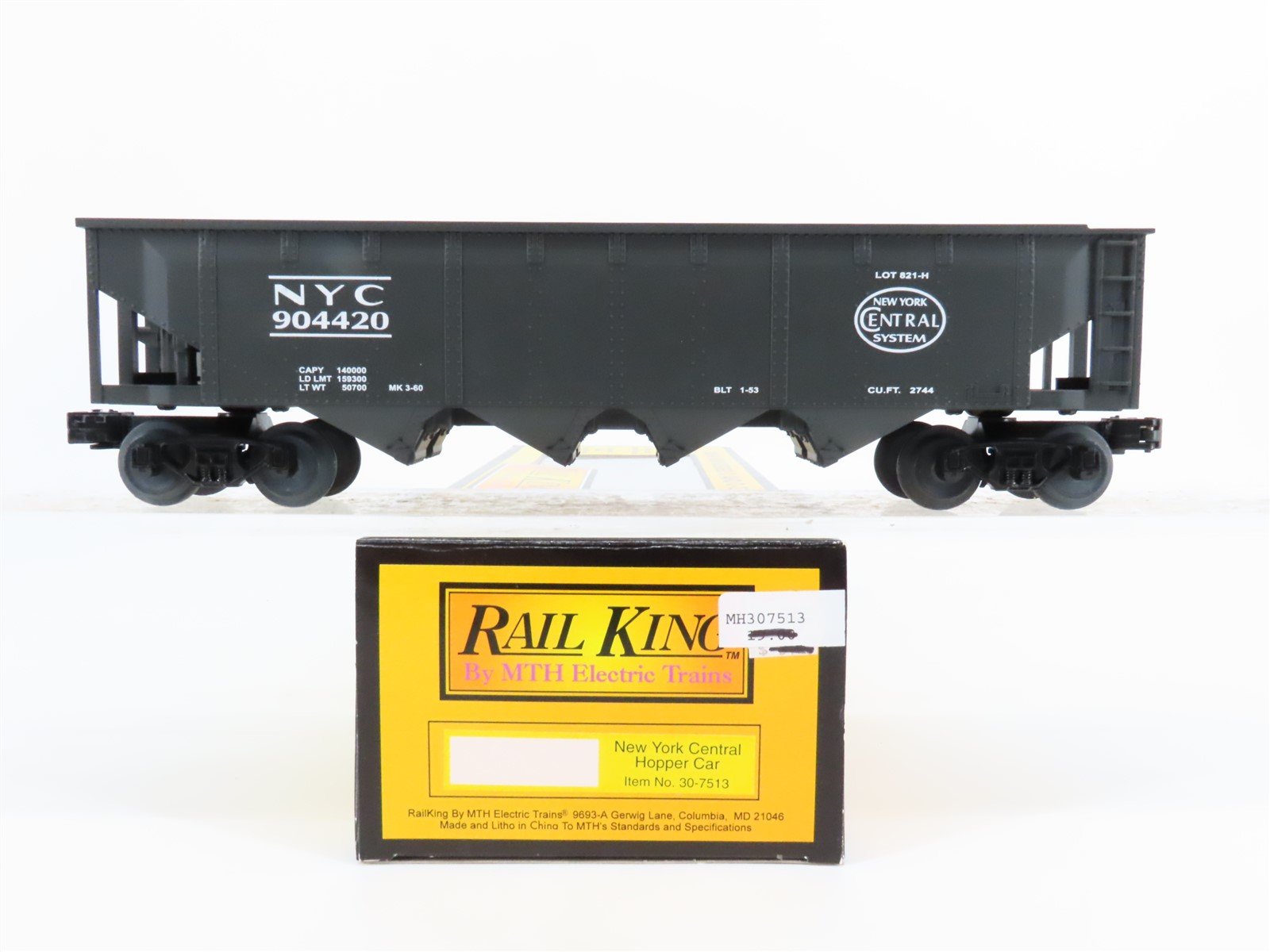 O Gauge 3-Rail MTH Rail King 30-7513 NYC New York Central 4-Bay Hopper #904420