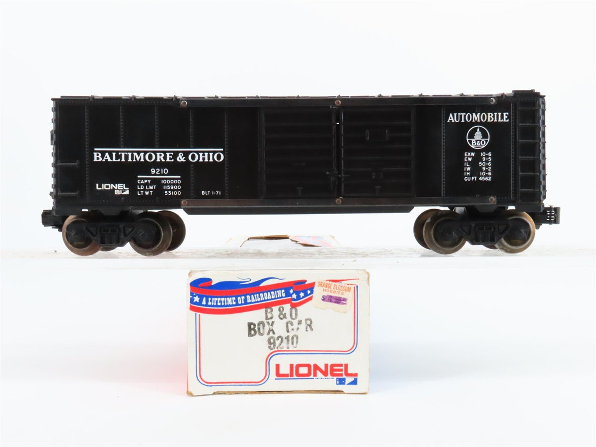 O Gauge 3-Rail Lionel 9210 B&amp;O Baltimore &amp; Ohio Double Door Box Car #9210