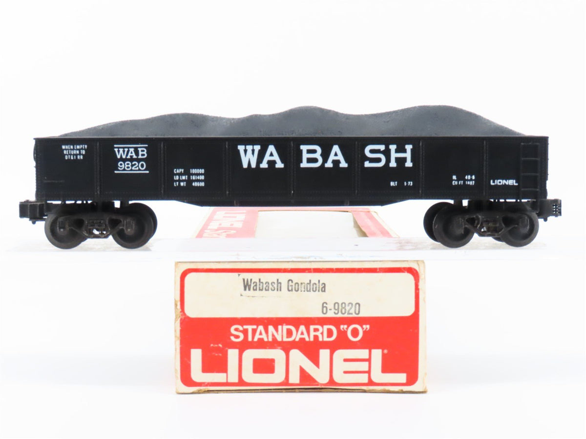 O Gauge 3-Rail Lionel 6-9820 WAB Wabash Open Gondola #9820 w/ Coal Load