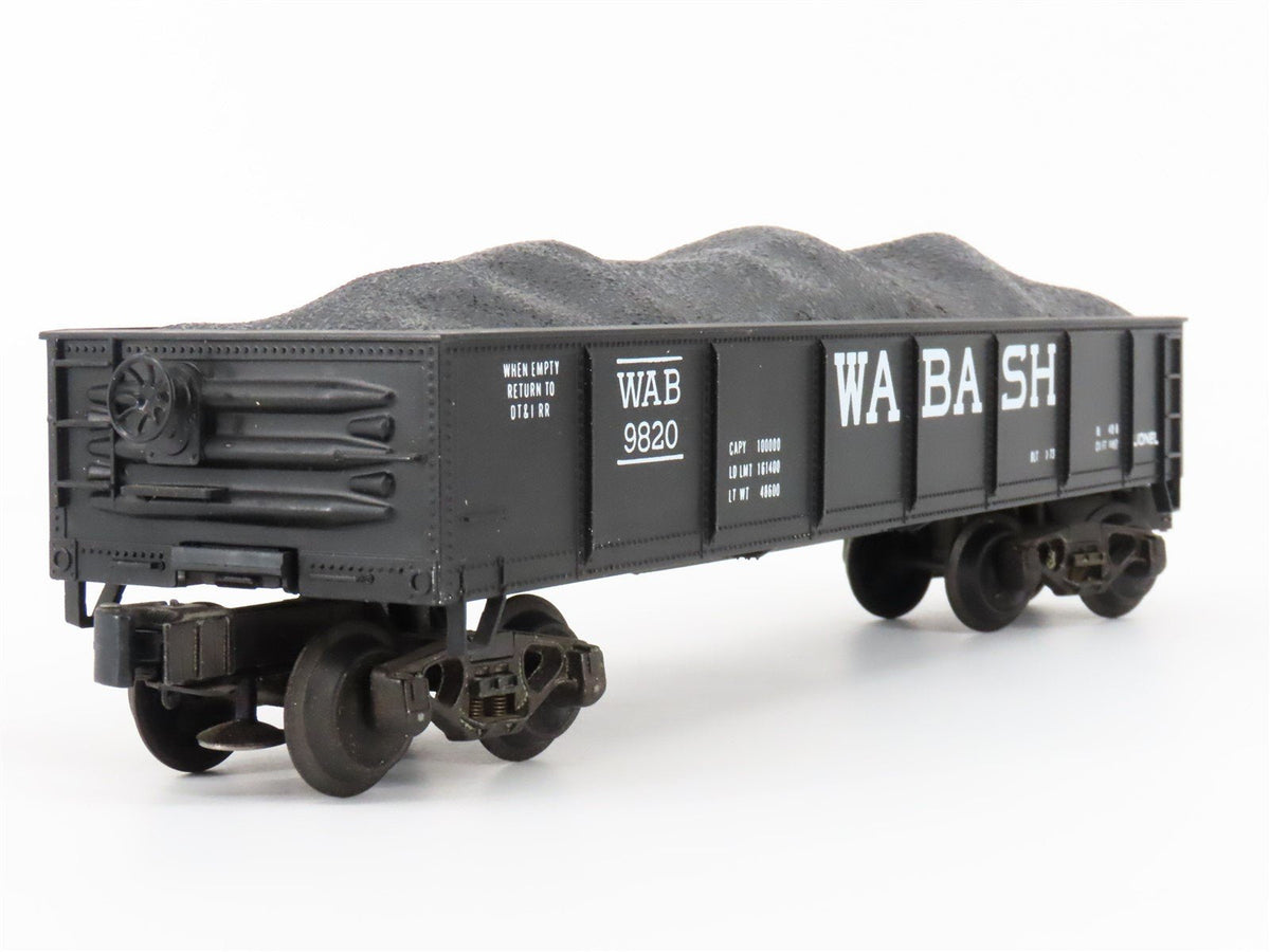 O Gauge 3-Rail Lionel 6-9820 WAB Wabash Open Gondola #9820 w/ Coal Load