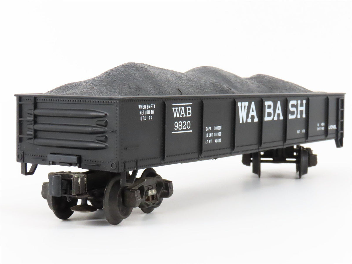 O Gauge 3-Rail Lionel 6-9820 WAB Wabash Open Gondola #9820 w/ Coal Load