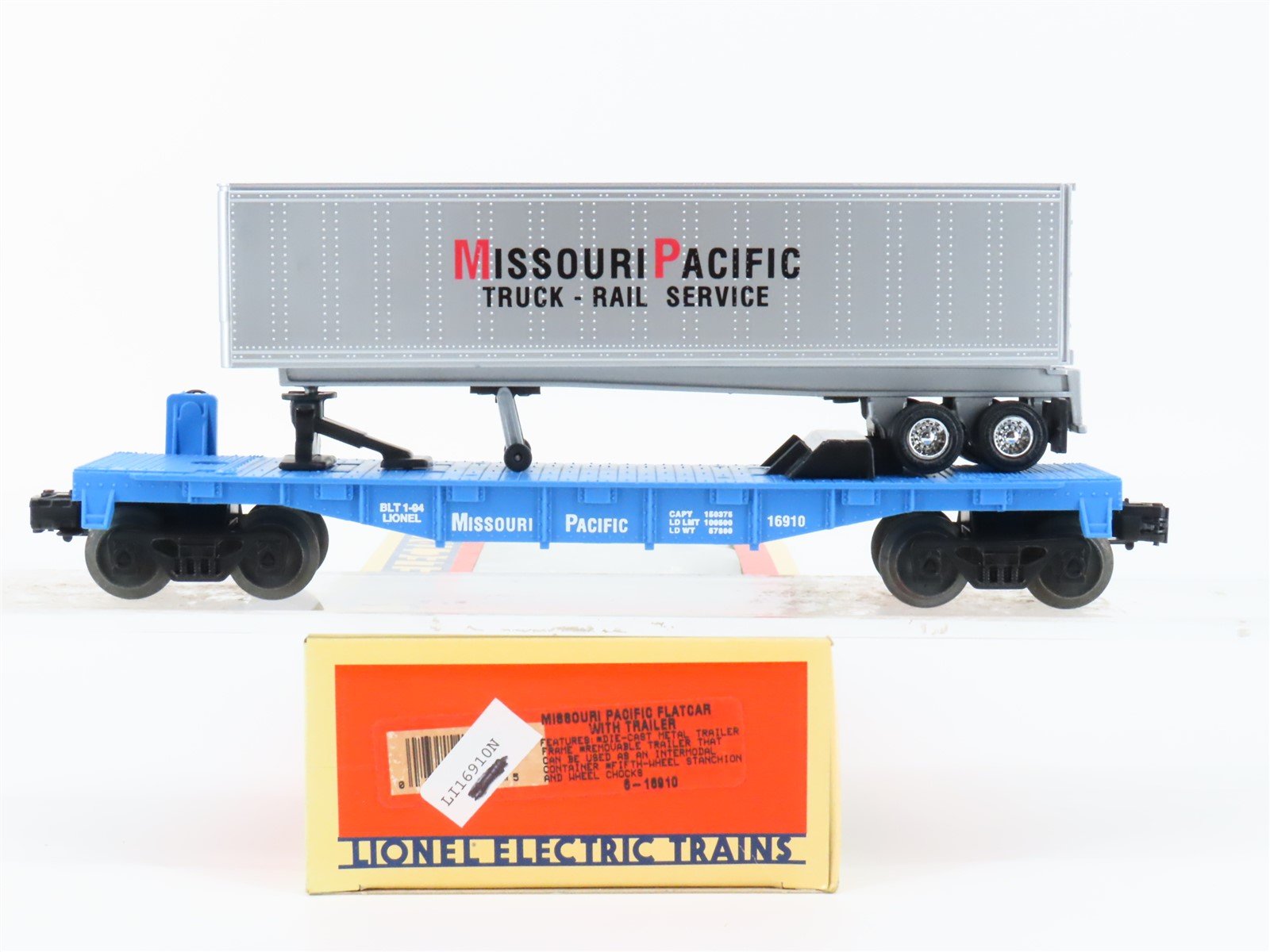 O Gauge 3-Rail Lionel 6-16910 MP Missouri Pacific Flat Car #16910 w/ Trailer