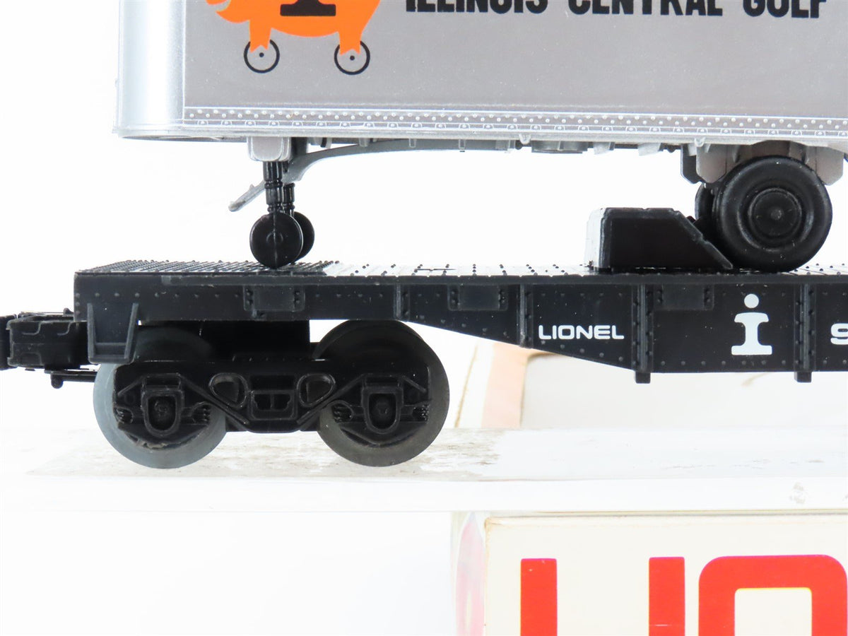 O Gauge 3-Rail Lionel ICG Illinois Central Gulf Flat Car #9285 w/ 2 Trailers